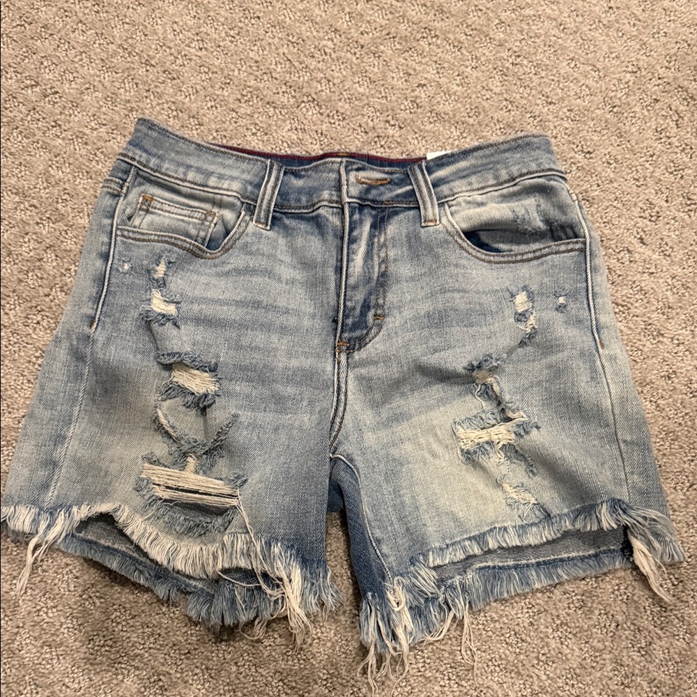 Women’s Light Blue Distressed Denim Shorts